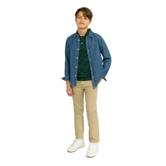 ✨U.S. Polo Assn. Boys Long Sleeve Button Down Denim Sz Medium Shirts✨ - Picture 2 of 9